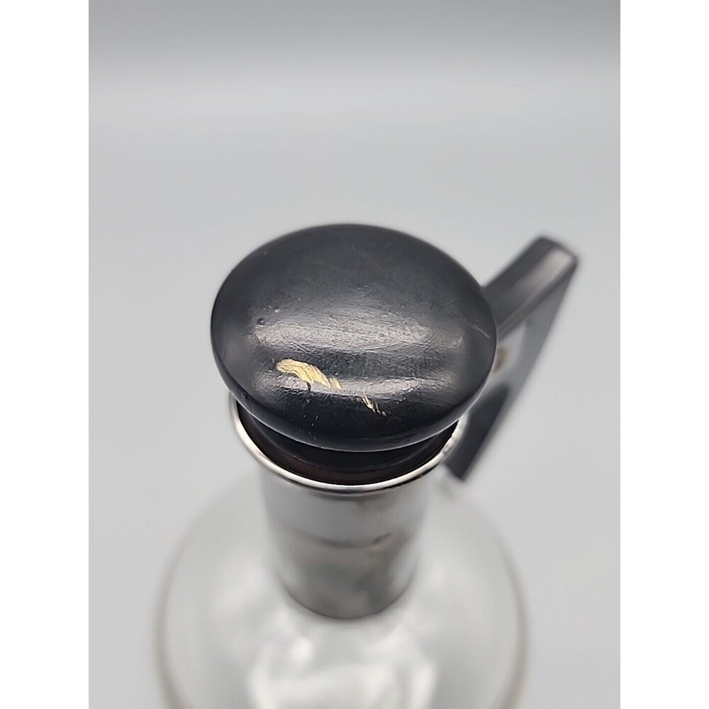 Vintage Inland Glass Silver Trim Coffee Carafe Cork Lid Dorothy Thorpe Style 6” - Picture 10 of 12